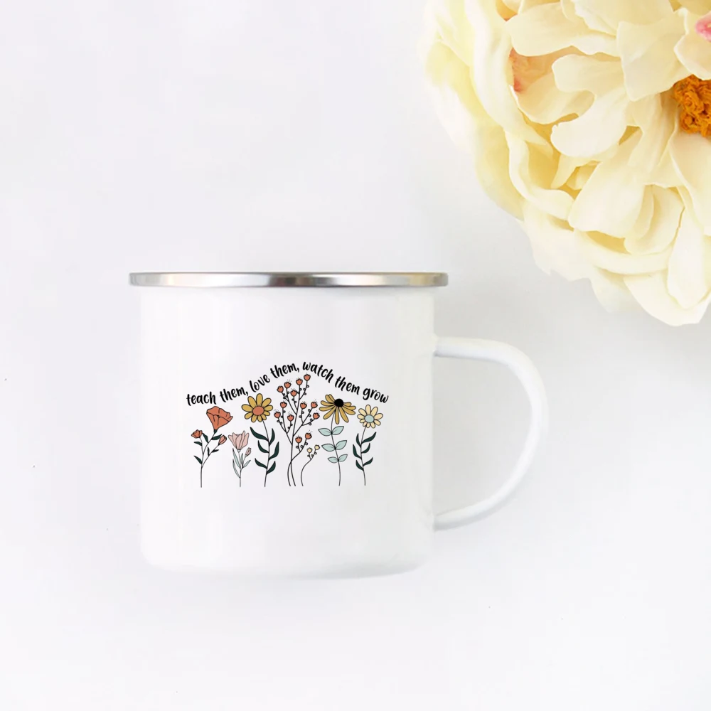 Teach Them Love Them Watch Them Grow Cute Teacher Floral Mug Back To School Teacher Appreciation Gift Teachers\'s Coffee Cup