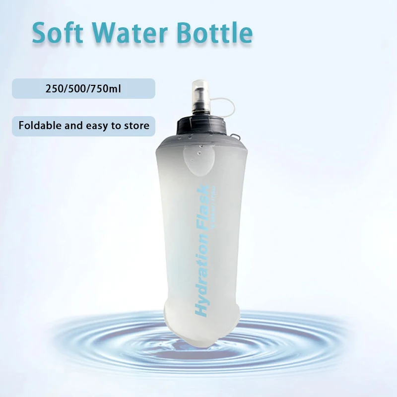 Tpu Soft Water Bottle Foldable Water Bottle Portable Outdoor Sport Storage Water Bag 250/500/750ml Fitness Cycling Water Bag