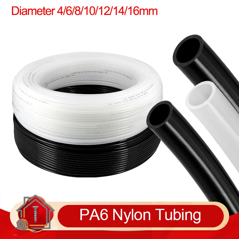 2/5/10m PA6 Nylon Tubing Diameter 4 6 8 10 12 14 16mm Air Tube Compressor Pipe Line for Component Pneumatic Hose