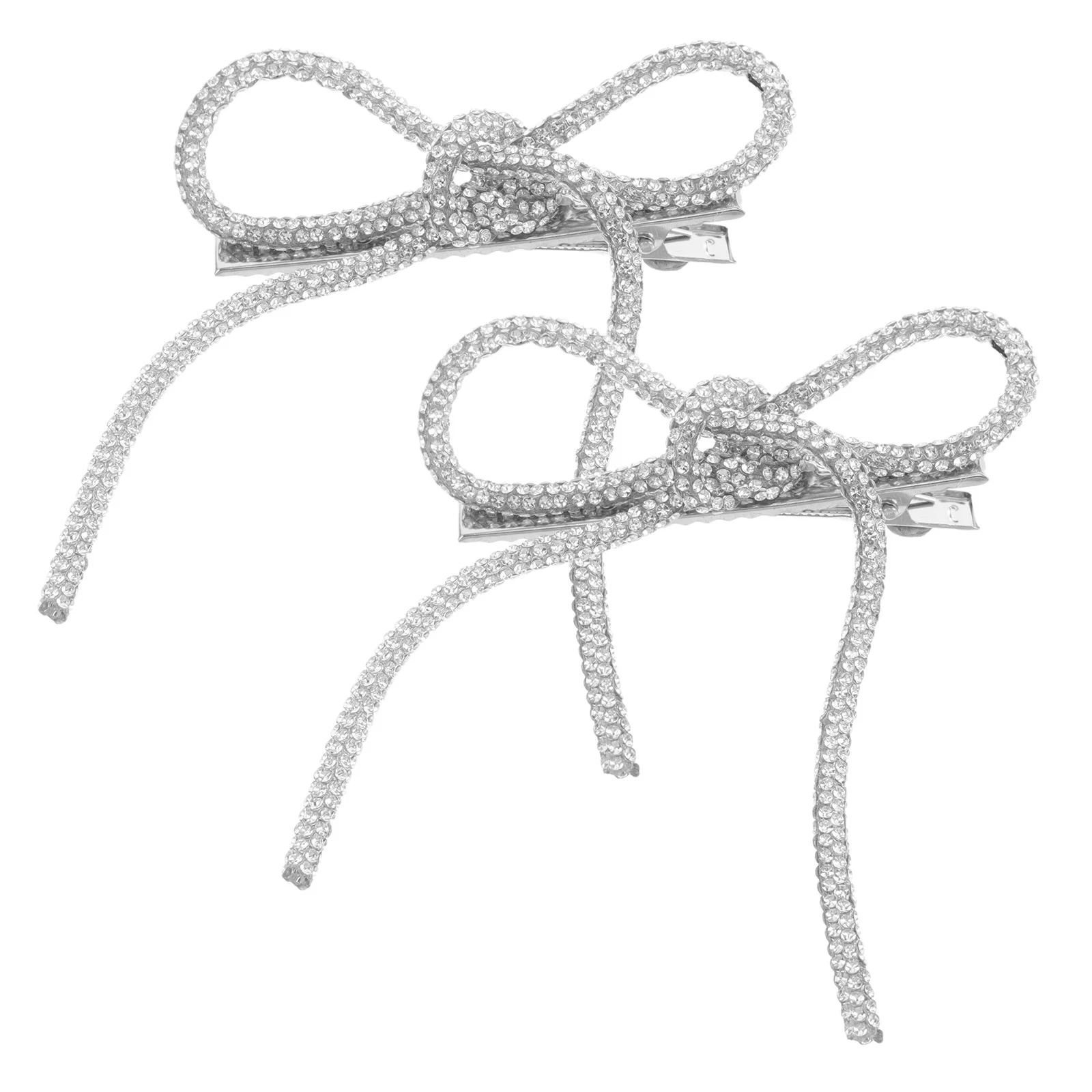 2Pcs Wedding Hair Clips Rhinestone Bow Bridal Hair Accessories Non Slip Jeweled Barrettes for Formal Events Prom Party