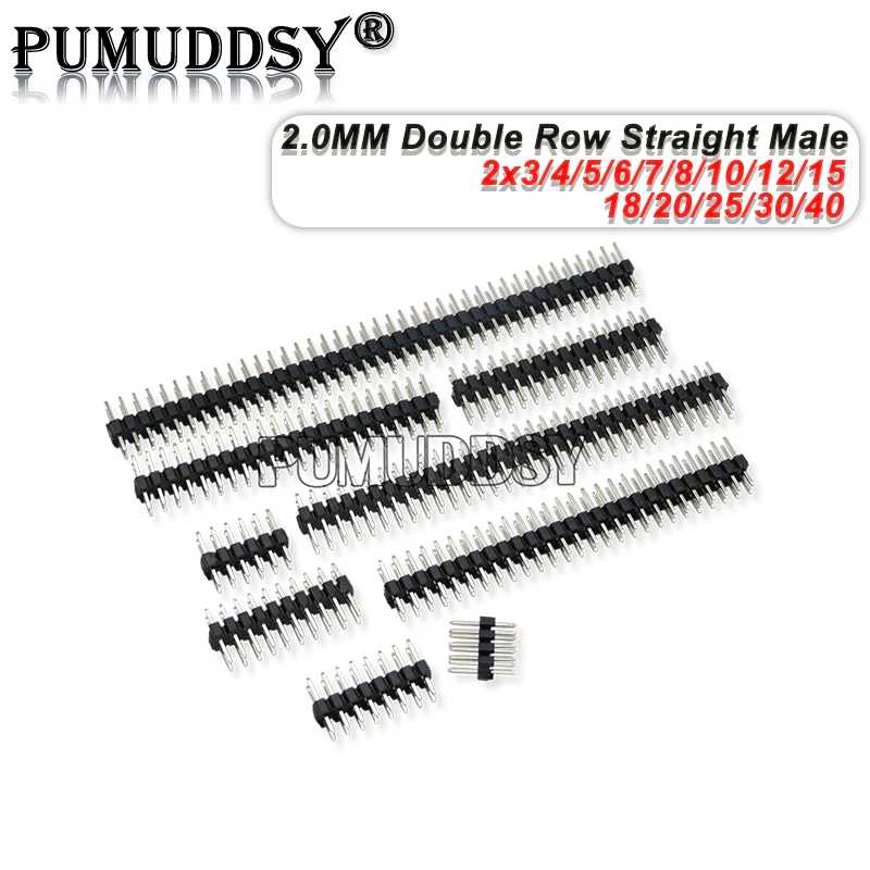 2.0mm Double Row Straight Male Pin Header 2mm 2x3/4/5/6/8/10/40 Pin Strip Connector Socket 3P/4P/6P/8P/20P/40P 10PCS/LOT DNIGEF