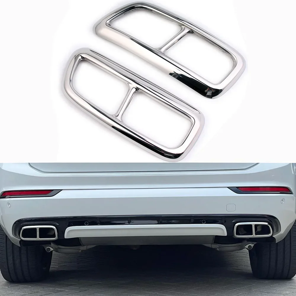 

2pcs Chrome Stainless Steel Tail Exhaust Pipe Muffler Cover Trim For Volvo XC90 2015 2016 2017 2018 2019 2020 2021 Accessories