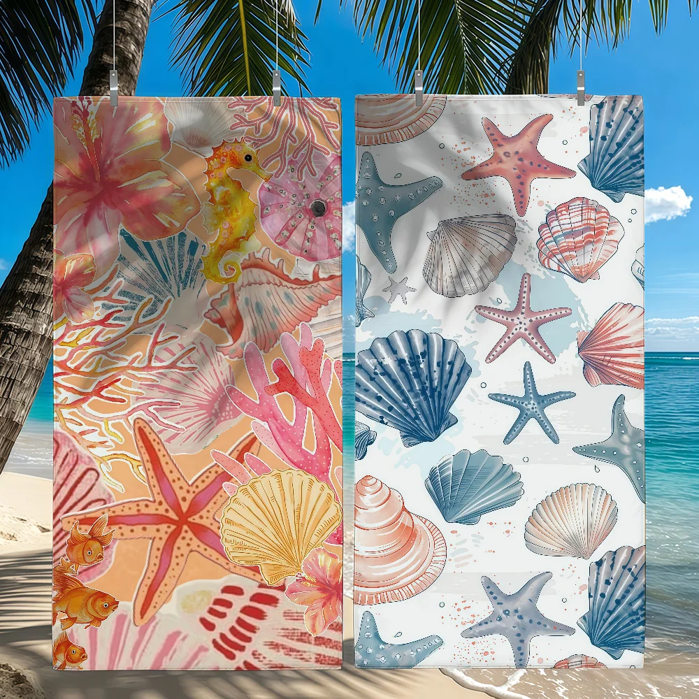 Shell starfish Towel Quick Drying Beach Towels Are Suitable For Swimming Pools Camping Yoga And The Gym