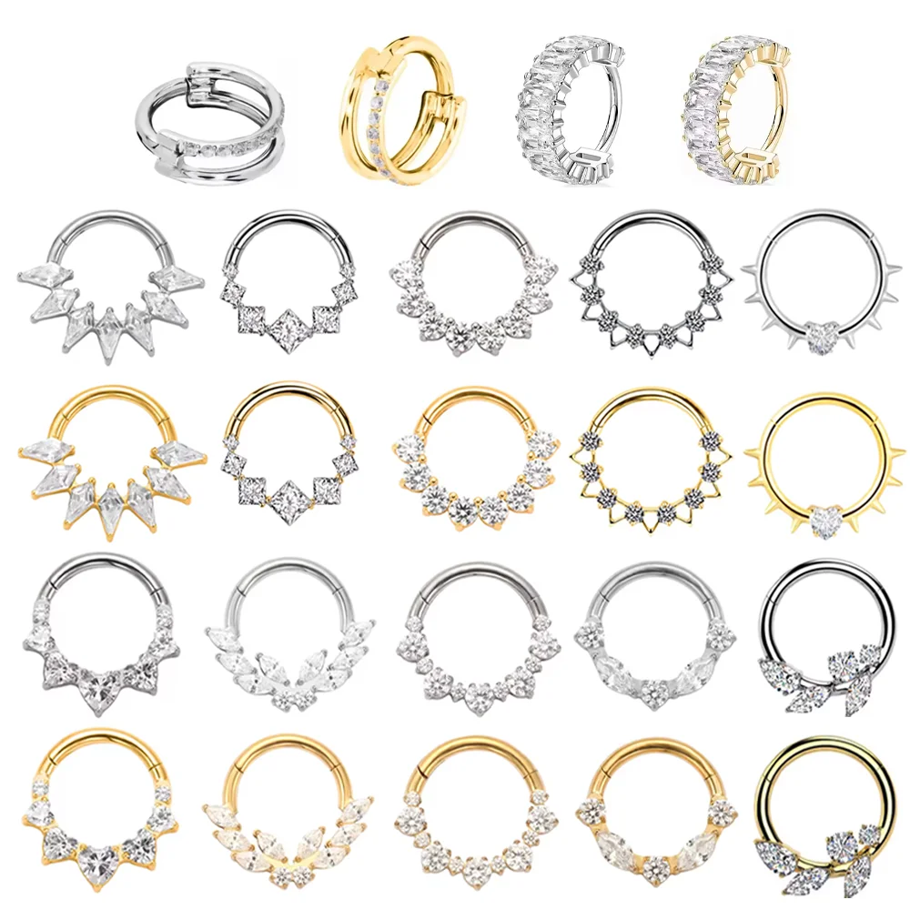 F136 Titanlegierung, hochwertiger Luxus-Ohrring mit Scharnier, modischer und eleganter Stil, Nasenseptum-Ring, Körperpiercing-Schmuck – Detail 2