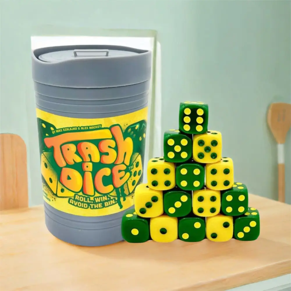 

New Fast-Paced Dumpster Dice 2-Player Board and Dice Game Games Night Trash Dice Exciting Trash Can and Dice Set for Travel