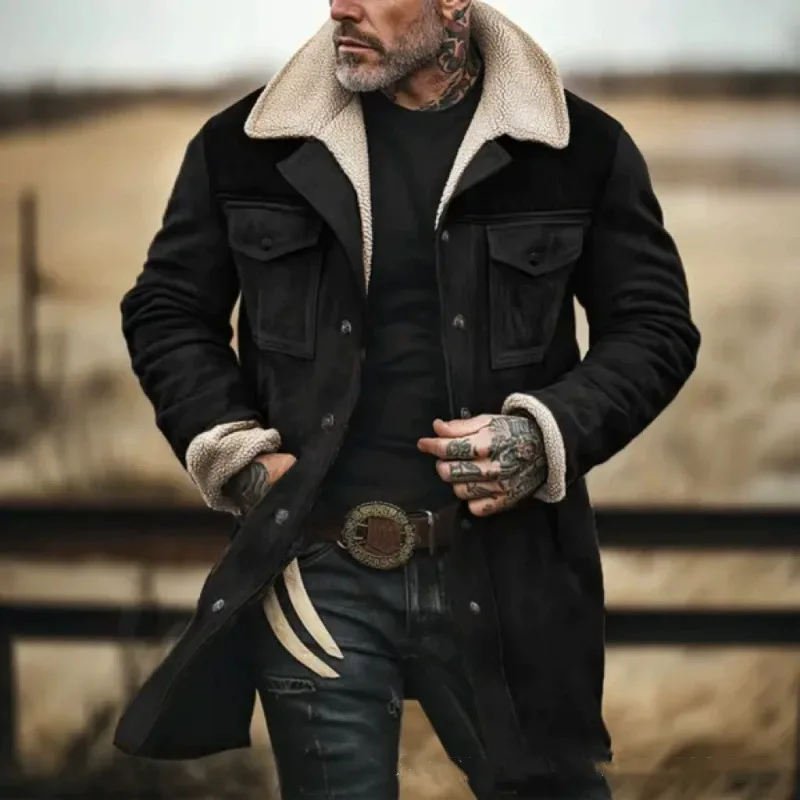 

Autumn/Winter Fashion Casual Retro Long Sleeve Turn-down Collar Single Breasted Patchwork Pockets Loose Fit Jackets,4 Colors