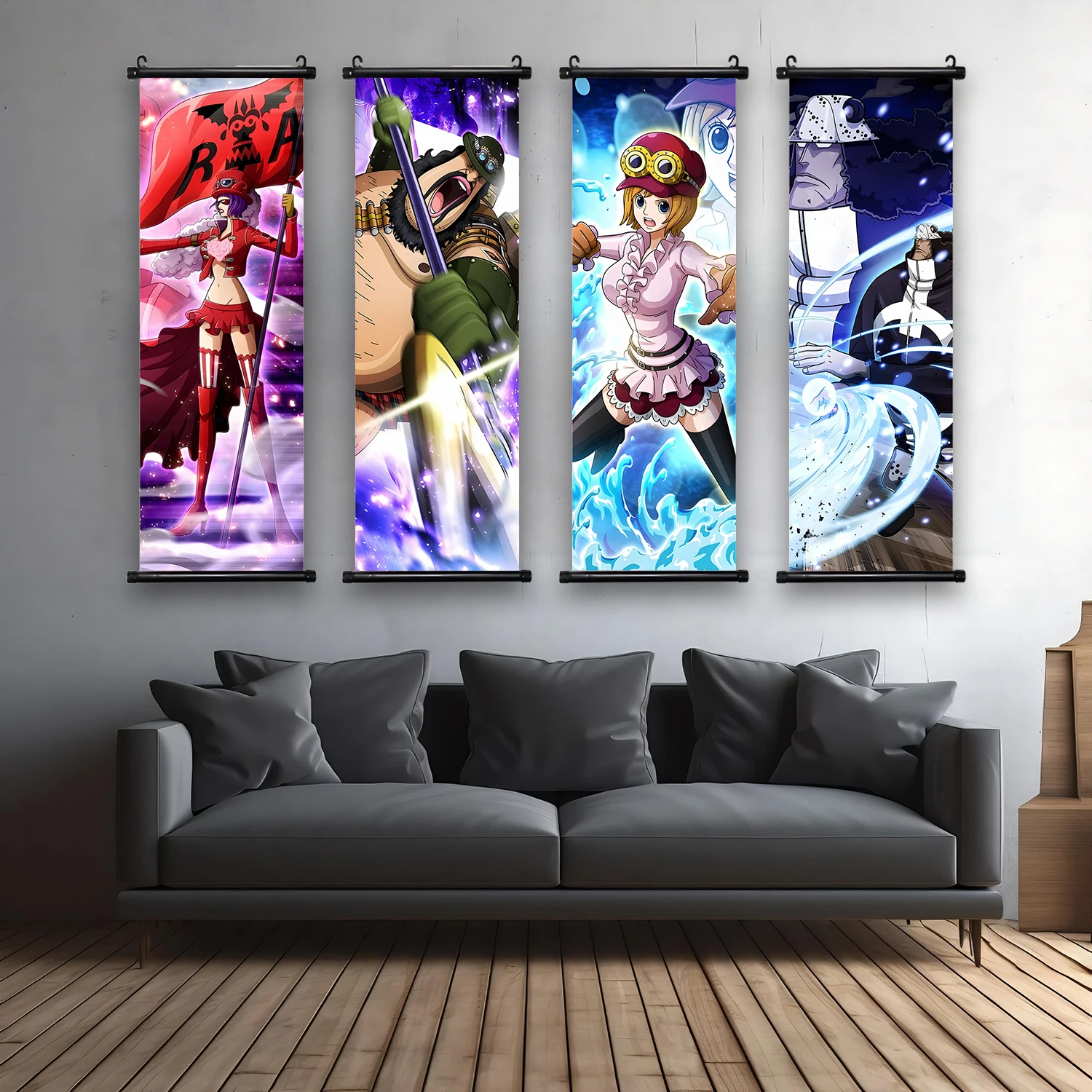 ONE PIECE Hanging Scroll Wallpaper Monkey D Dragon Anime Poster Cartoon Wall Artwork Canvas Decor Home Decoration Sabo Art Gift