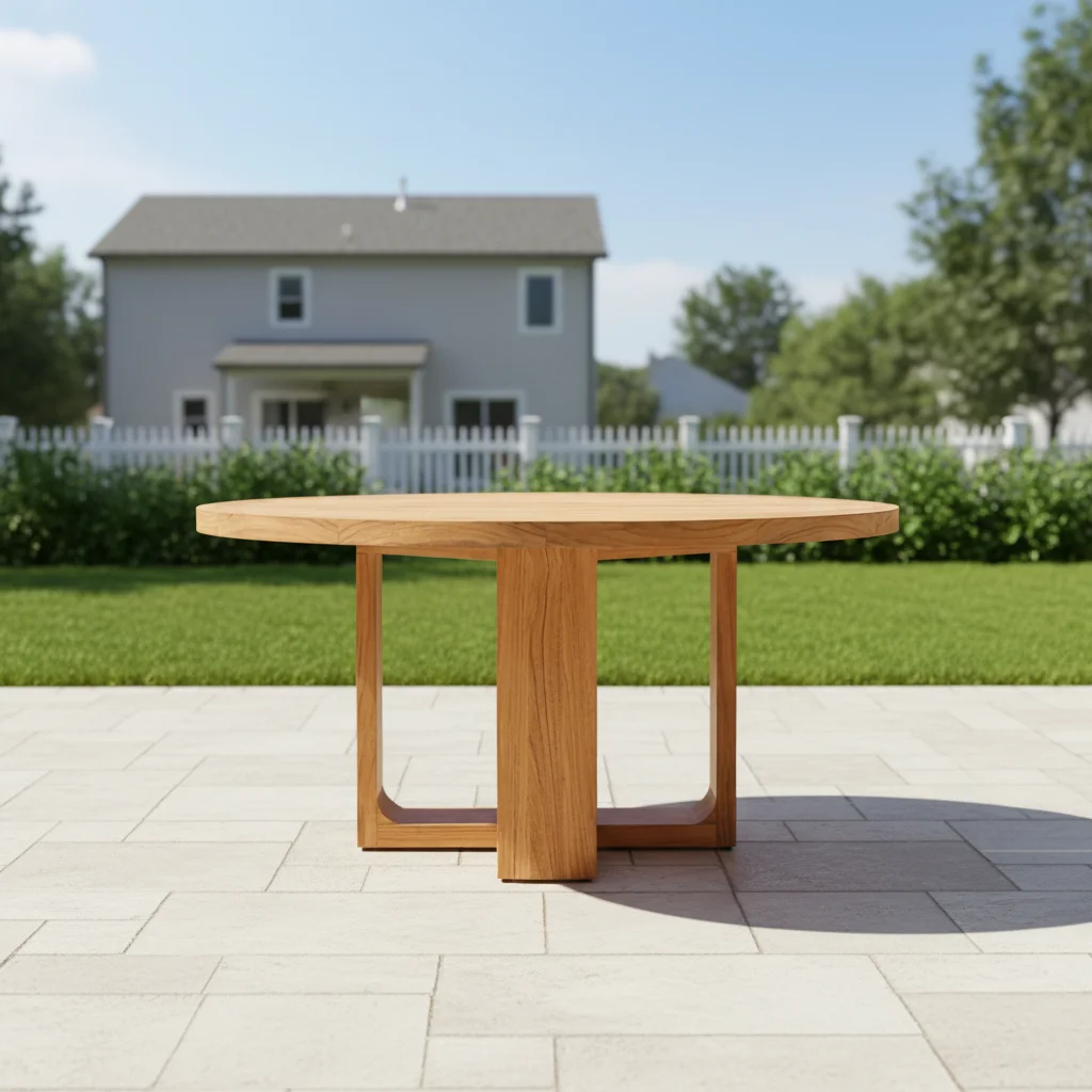 

#Outdoor Teak Wooden Dining Table Round Wood Table