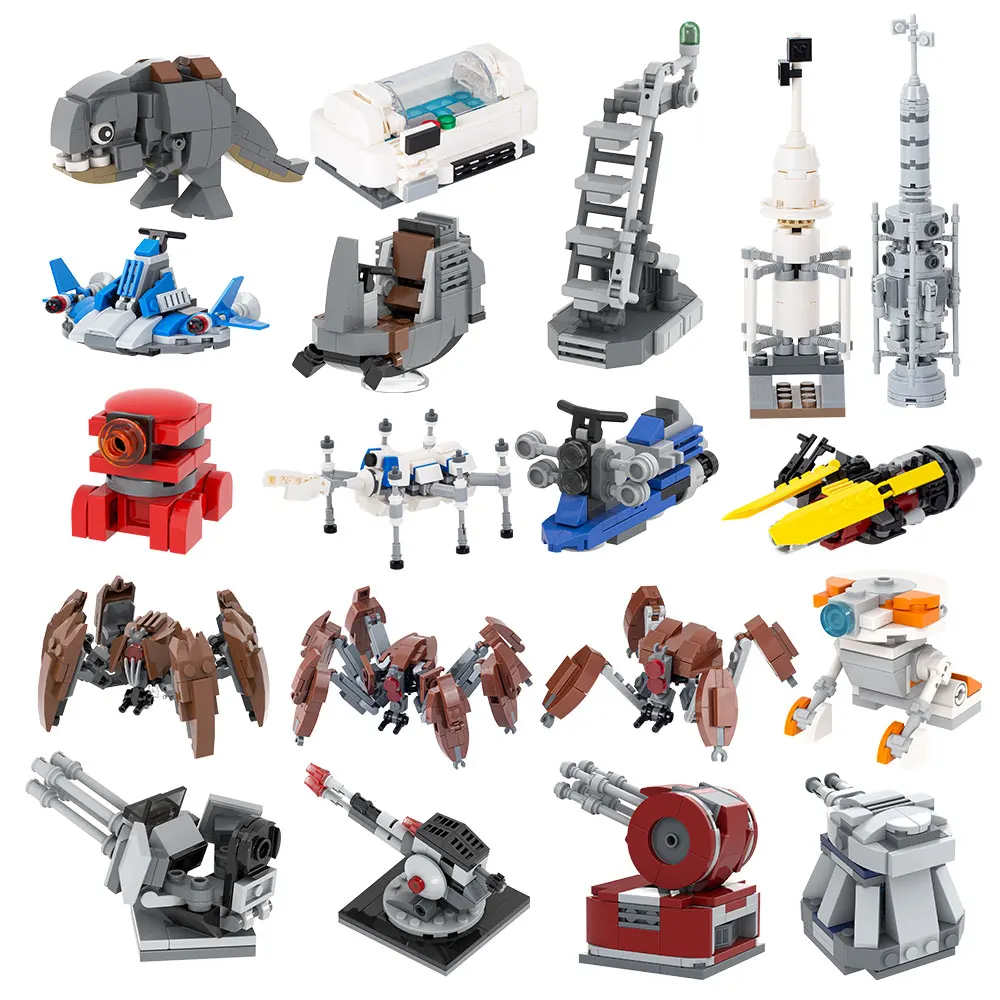 Interstellar Space War Military Weapon Anti-aircraft Gun Flying Machine Crab Droid Robot Block Building Brick Toy For Children