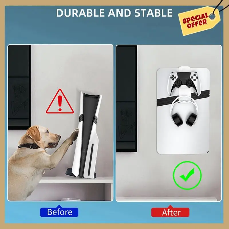 

Stable Performance-Console Wall Mount Hanging Storage Bracket Storage Rack Storage Accessories For PS5 Pro/Slim Game Console Bla