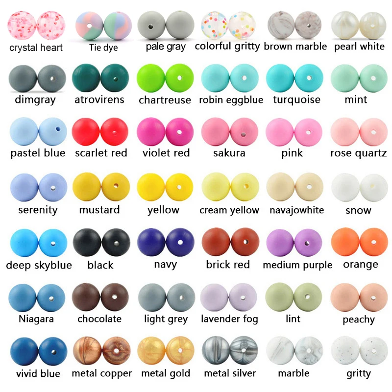 LOFCA-Perles en silicone de qualité alimentaire sans BPA, porte-clés, collier, accessoires pour la fabrication de bijoux, 15mm, 100 pièces par lot