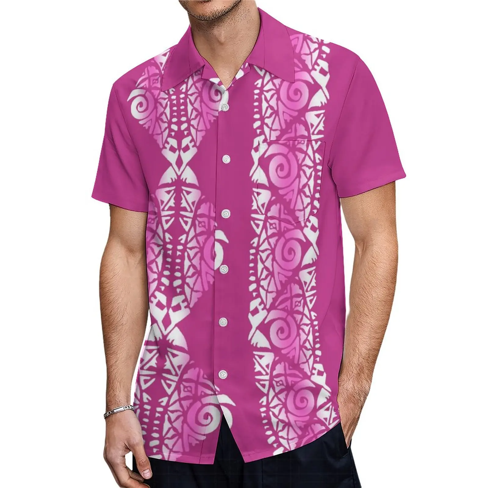 Polynesische Stam Puletasi Print Custom Mode Paar Dames Elegante Jurk Met Heren Top Gratis Verzending