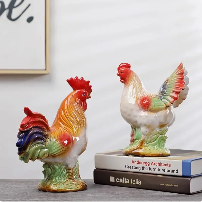 WSHYUFEI Chinese Lucky Fortune Rooster Decoration animal Figurines Ornament Home Livingroom ceramics Crafts Wedding Gift