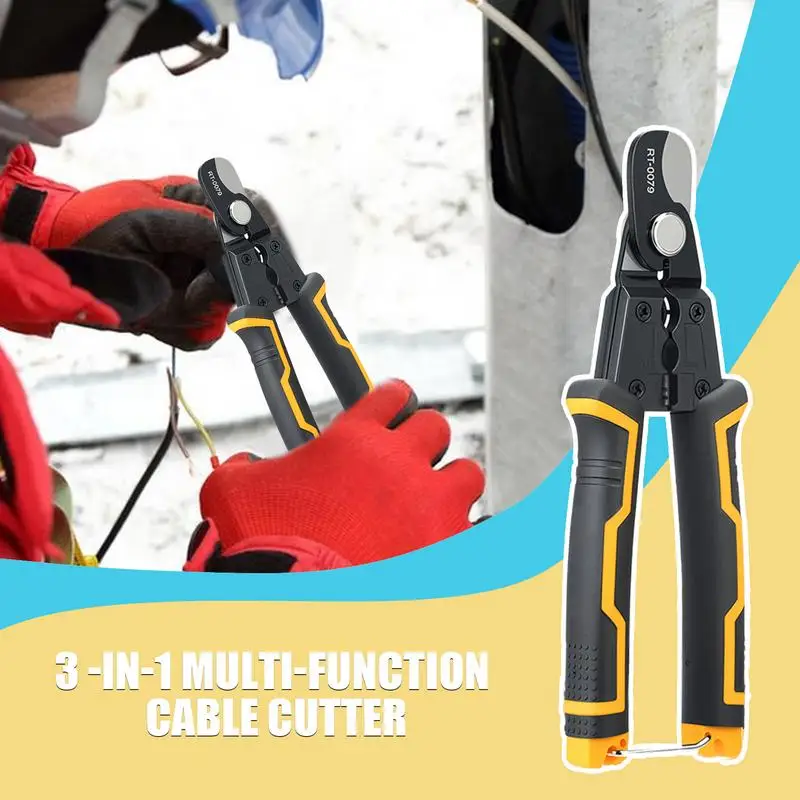 Wire Stripper Cutting Pliers Nipper with Safety Lock Multifunctional Ergonomic for Electrical Stripping Peeling Breaking