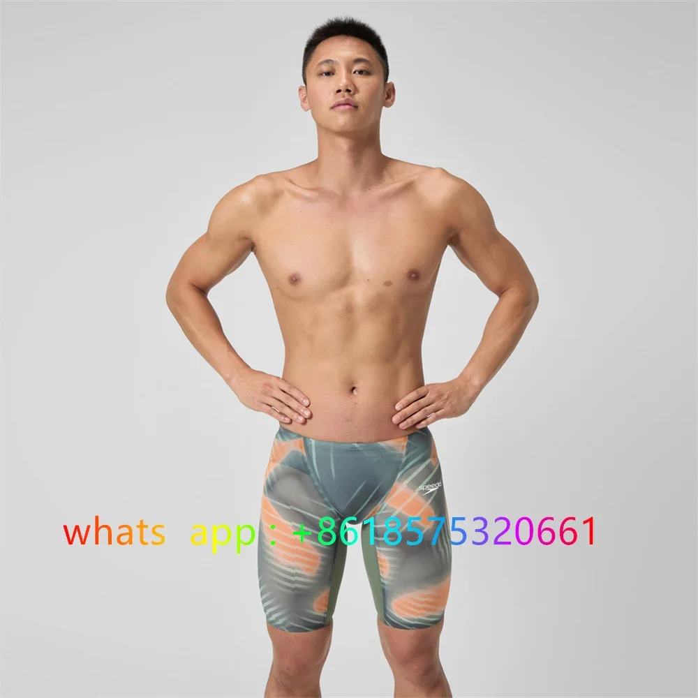 New Men's Swim Shorts Jammers Swimsuit Athletic Swimming Trunks Racing Training Shorts Swimwear Lycra Adjustable Bathing Suit