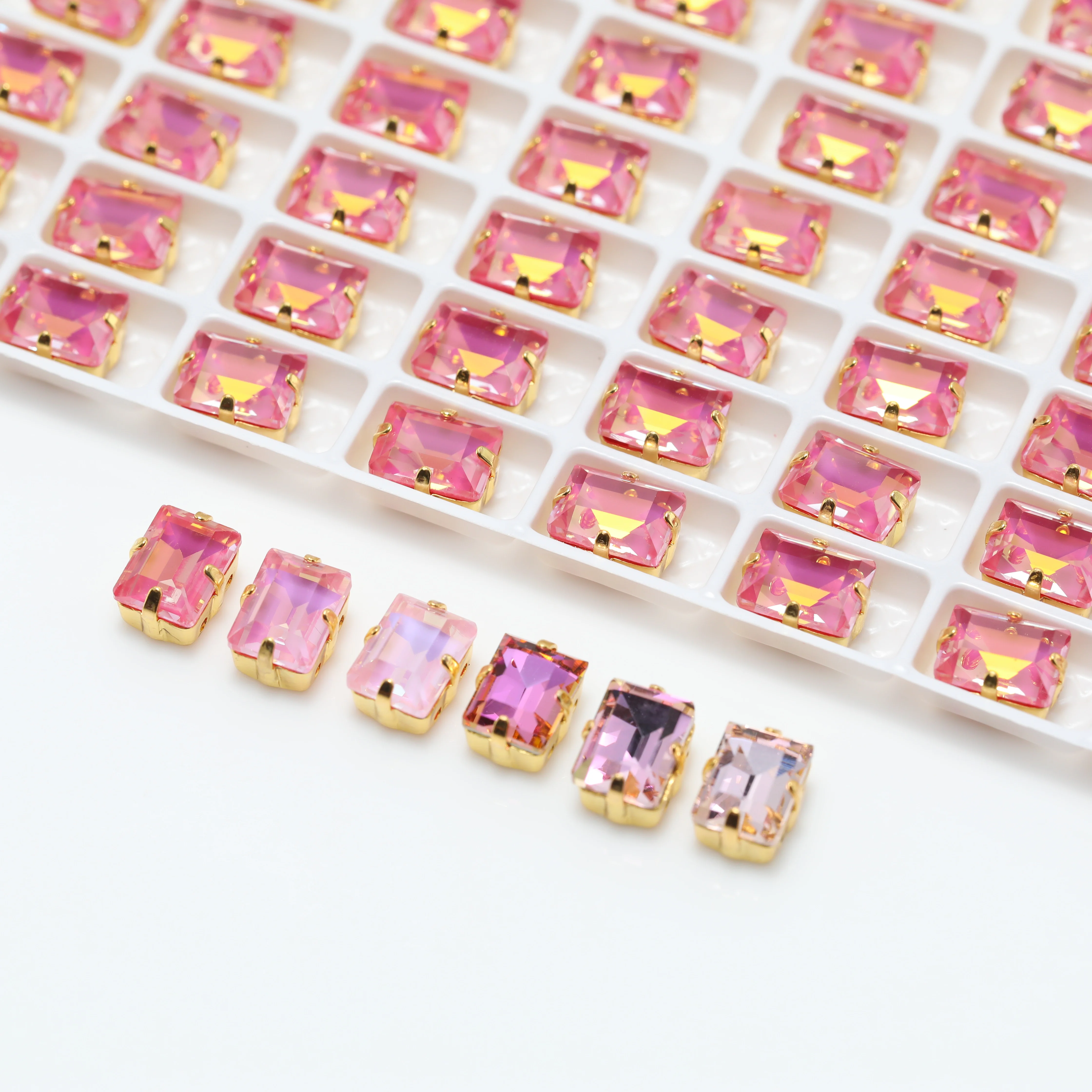 Sparkling Crystal 4527 Step Cut Fancy Stone Claw Rhinestones Peach Apricot Bloom Series Bags Shoes Wedding Dress DIY Supplies