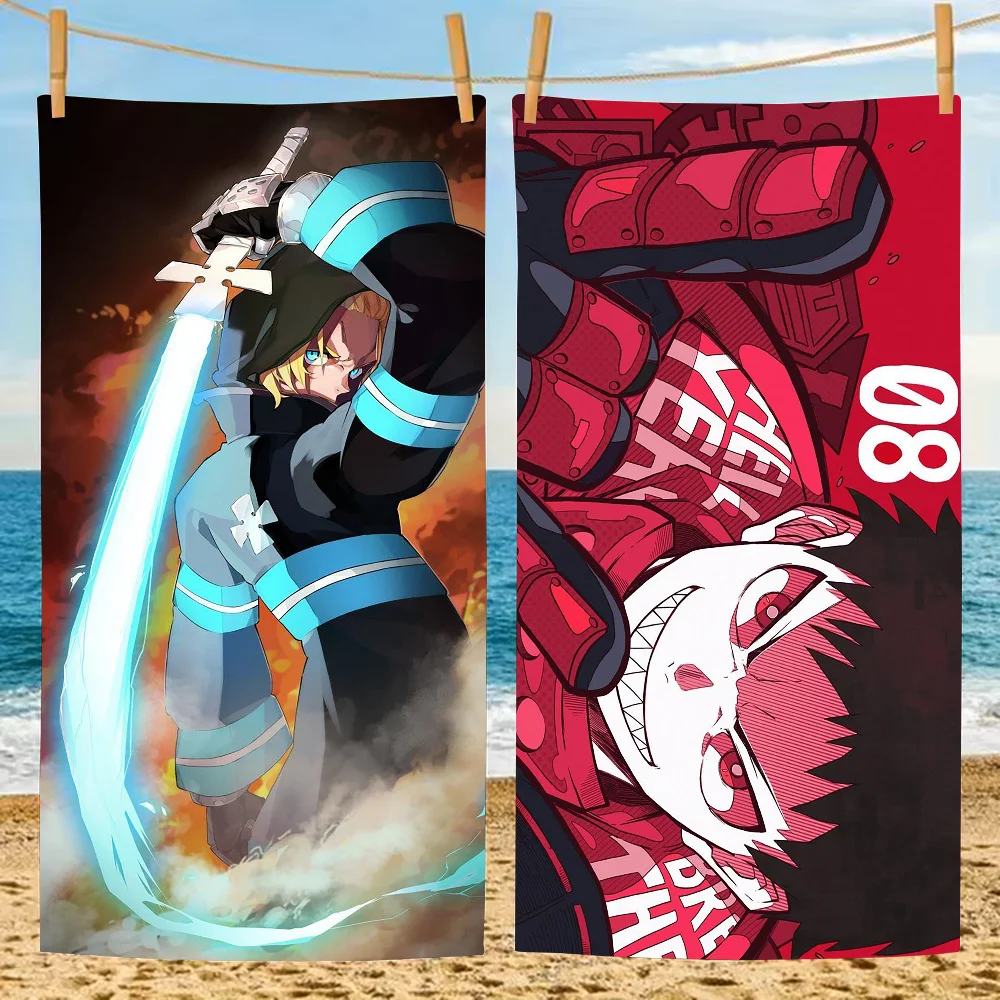 

Adventure anime Fire Force Towel Beach Towel Large Size Outdoor Travel Camping Absorbent Beach Towels Summer Swimming