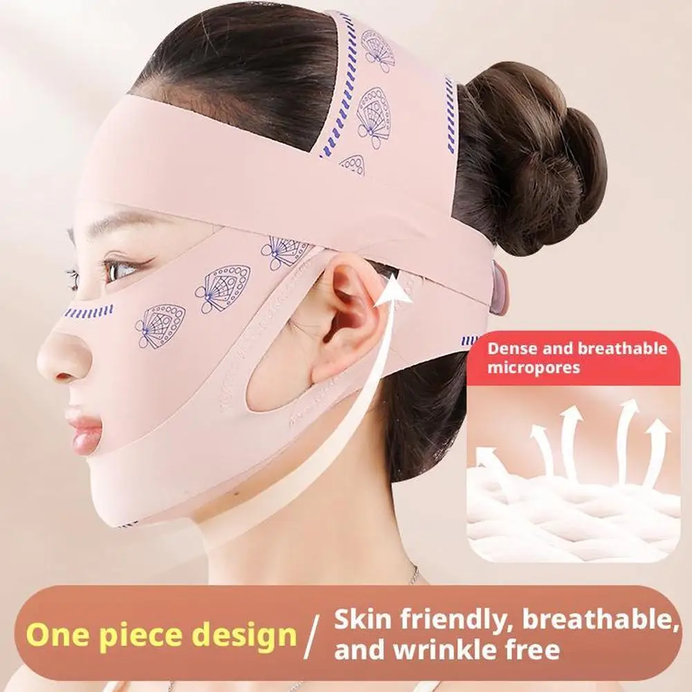 Vライン整形フェイスバンド、女性用リフトアップチークバンド、通気性のある睡眠用フェイスシェイパー、二重あご引き締めスリムストラップ