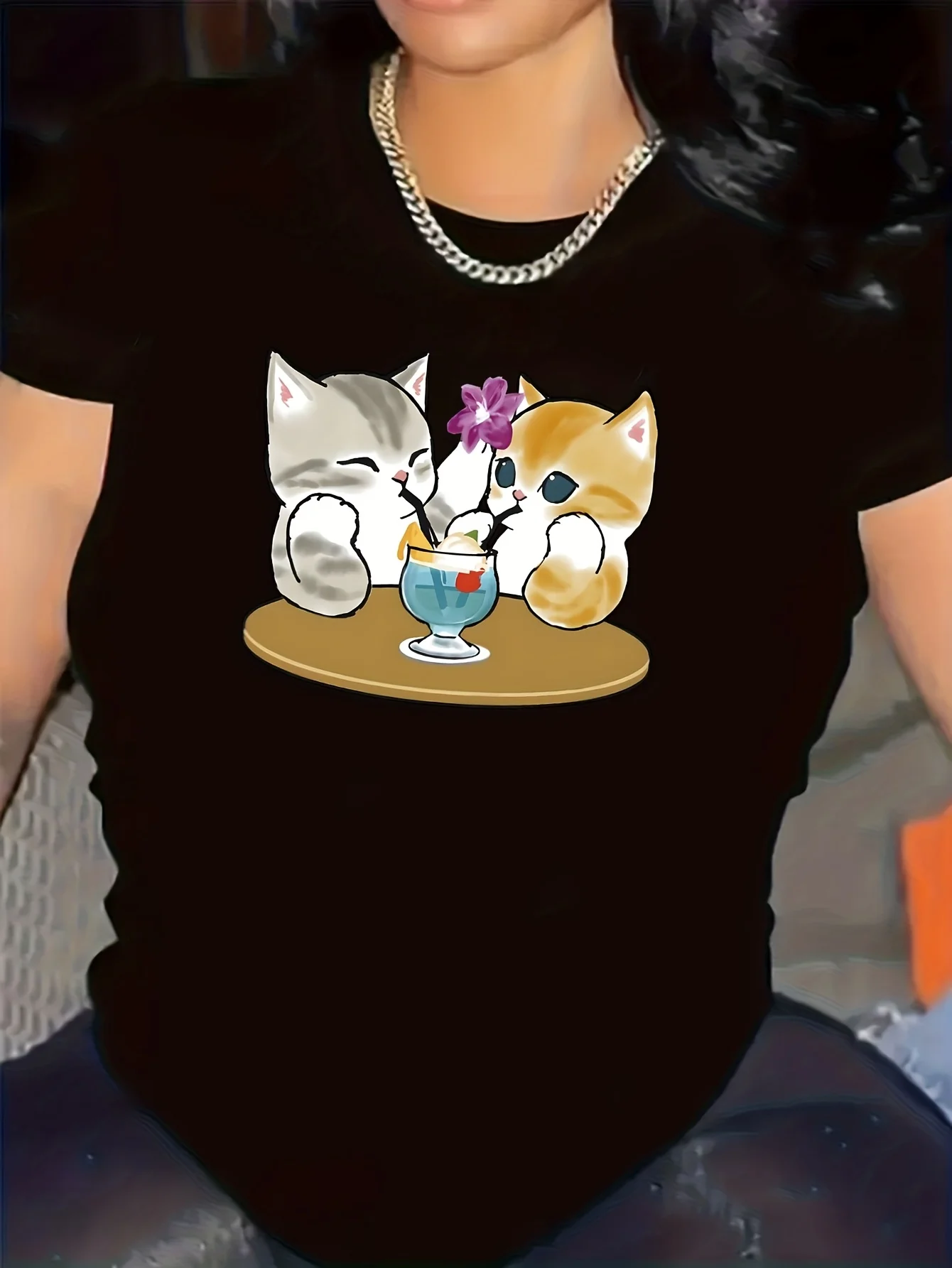 نمط عادية كم قصير تي شيرت للنساء Harajuku قصيرة الأكمام ملابس كاجوال الشارع بلايز تيز الملابس الجمالية النساء