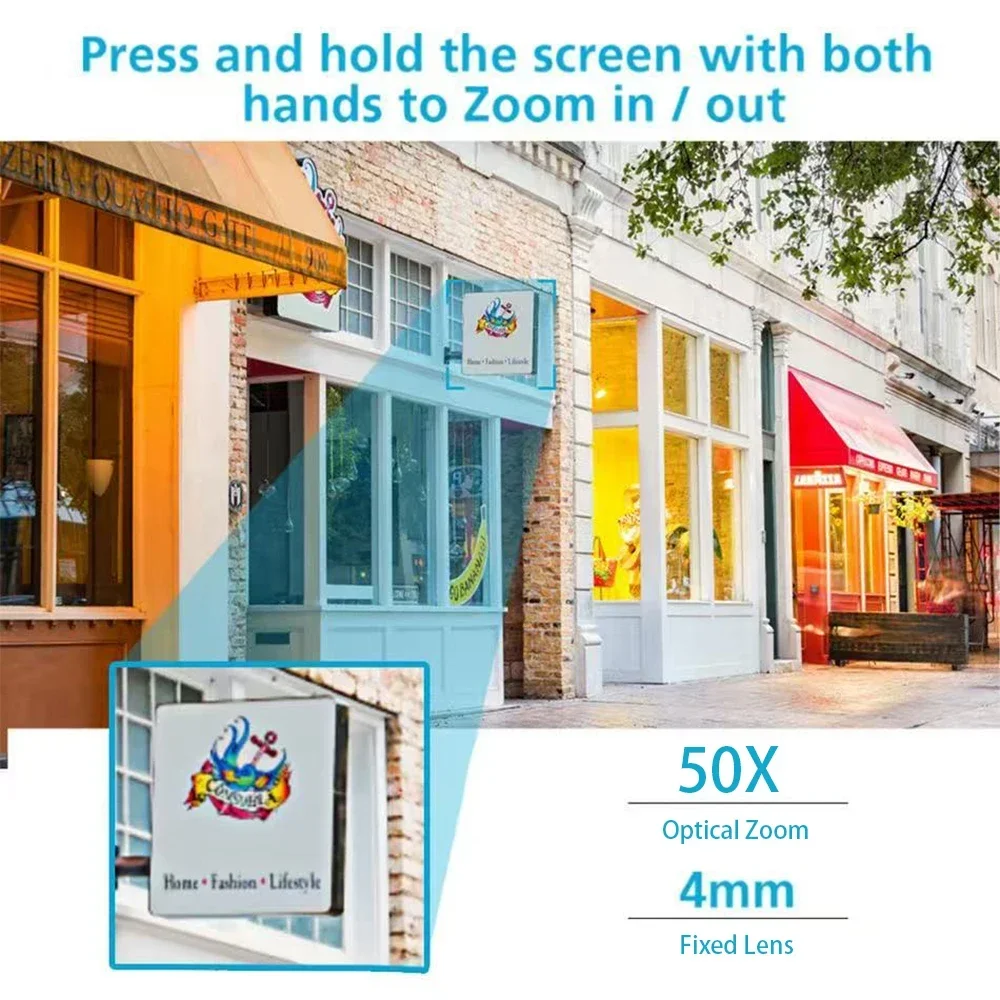 50X Optical Zoom PTZ WIFI POE Camera 8MP 4K HD IP Camera Outdoor AI Human Tracking IR 100m Security Surveillance P2P ICsee APP