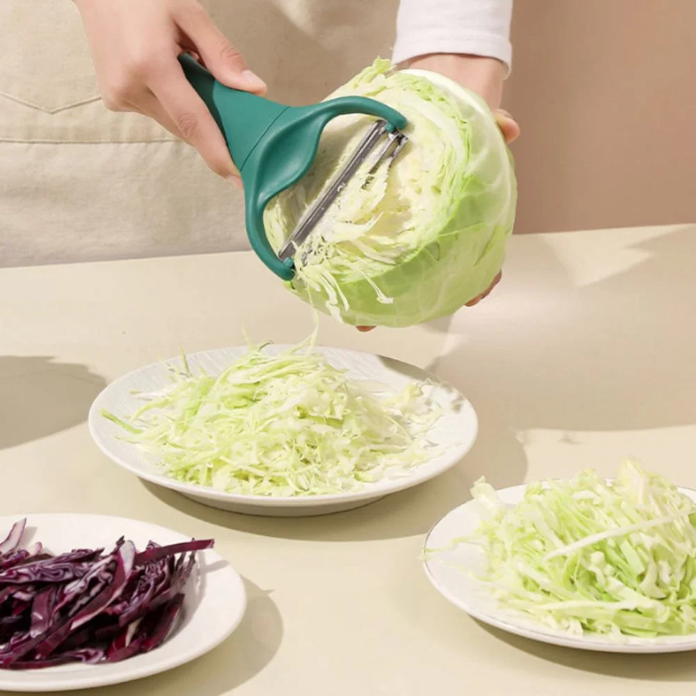 Multi-functional Handheld Cabbage Grater Serrated Design Wide Mouth Cabbage Slicer Double-headed Hanging Vegetable Peeler Salad