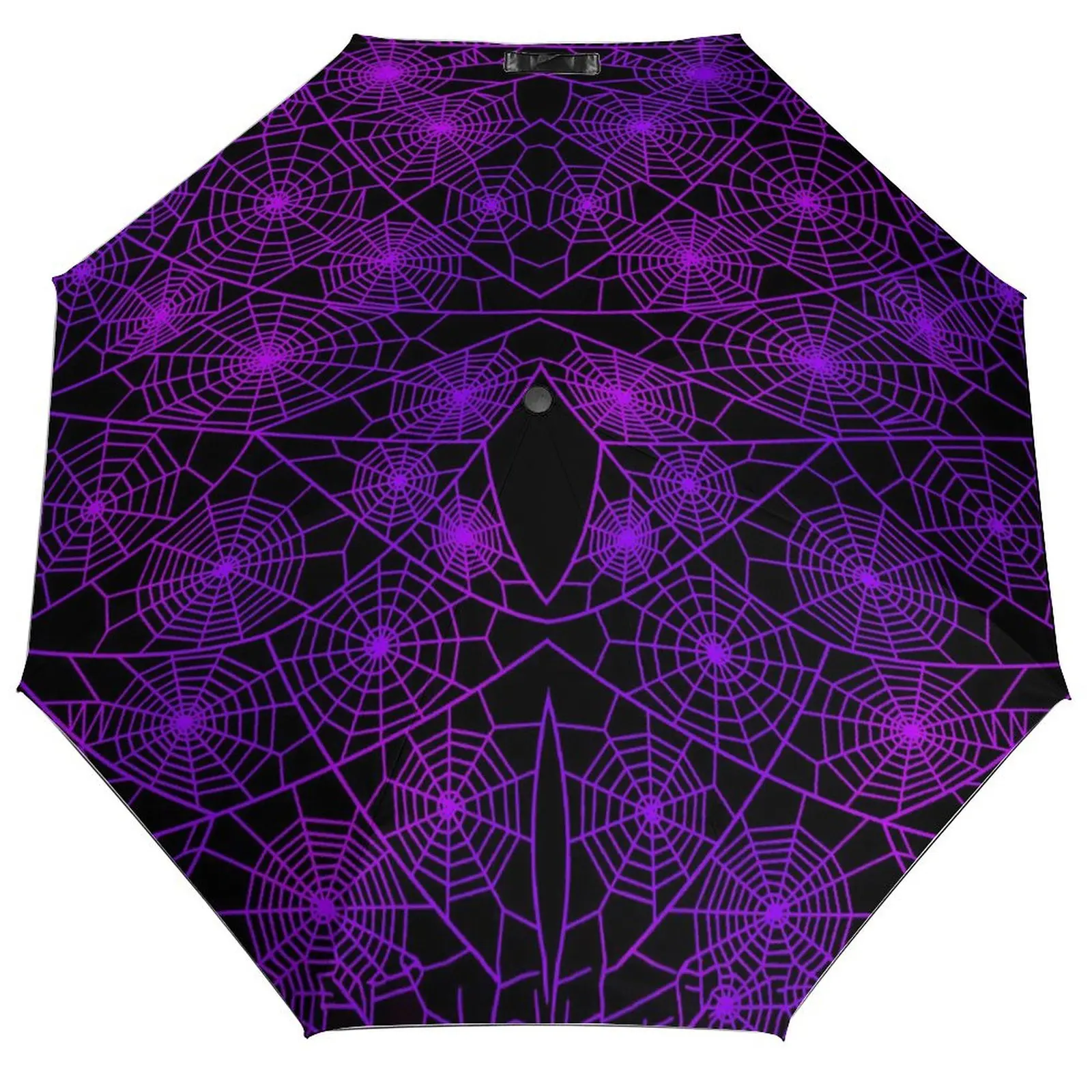 Halloween Print Umbrella Purple Spider Web Auto Anti UV Umbrella Wholesale Print Sun Folding Umbrella