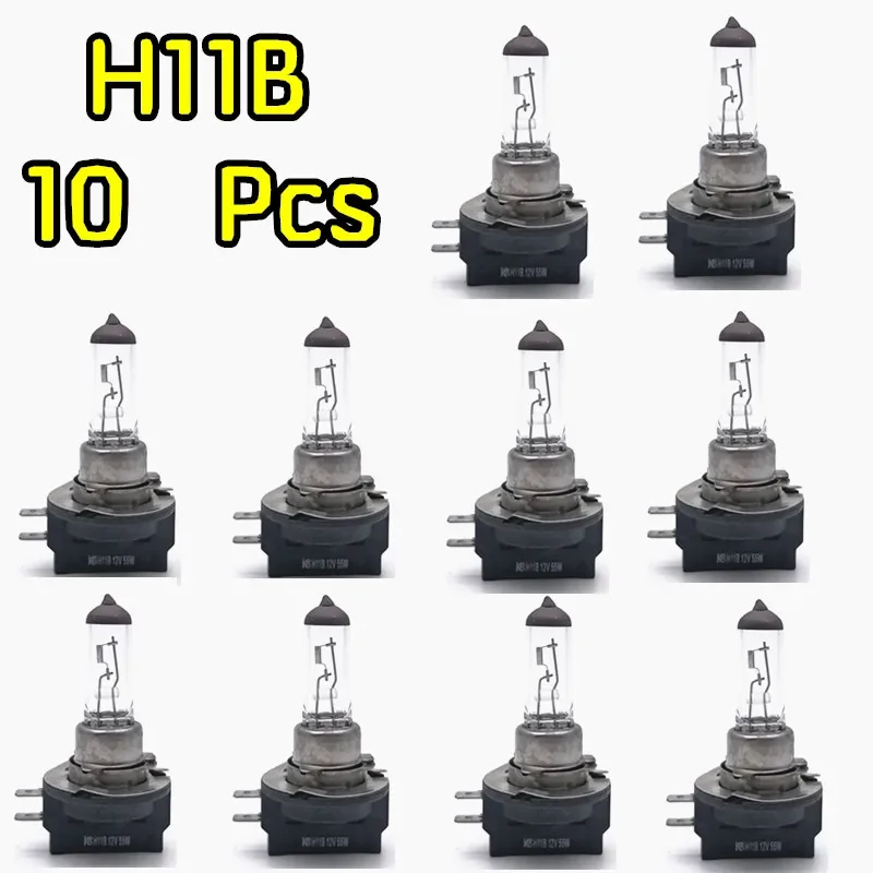 10Pcs H11B 12V 55W Halogen Headlight Bulbs Clear Quartz 3200K Low Fog Light Lamp For Vehicle Wholesale