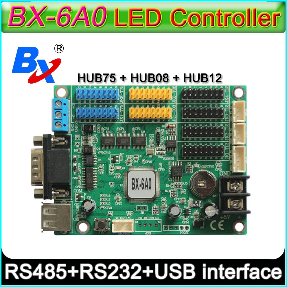 BX-6A0(RS232+RS485) LED display control card,Support P10 single / double color and regular full color LED modules.