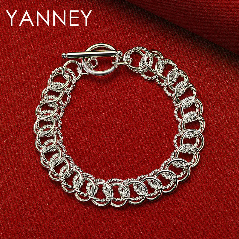 

Fashion 925 Sterling Silver 8 Inches Fine Braided Bracelet For Women Men Wedding Engagement Party Accessories Jewelry