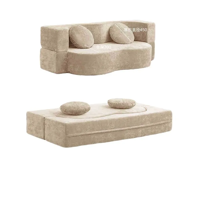 

Medieval fabric living room compression sofa, foldable dual-purpose sponge sofa bed