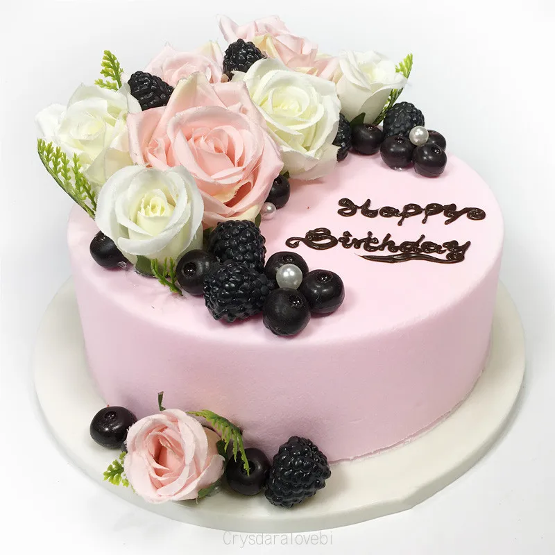 Pink Simulation Cake Model Flower Birthday Cake Model Shooting Props Cake Shop Window Display Sample Various Specifications