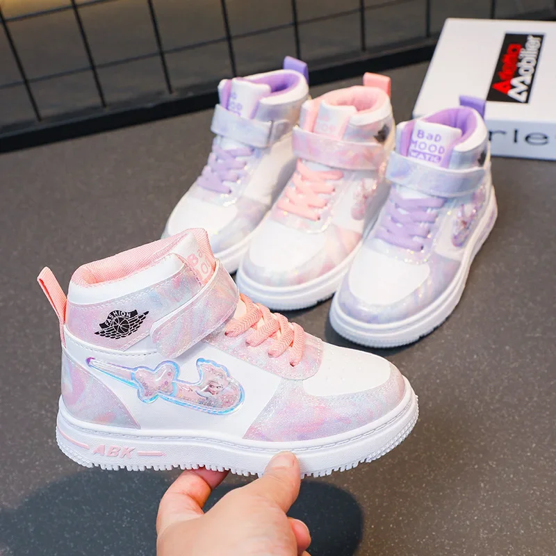 Disney Spring Kids Shoes Fashion Non-slip Children Sneakers Summer Frozen Elsa Princess Walking Shoes for Girls Casual Outdoor
