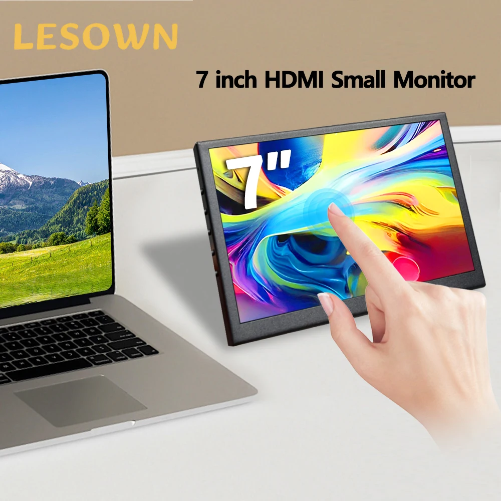 

LESOWN сенсорный монитор для путешествий, 7 дюймов, 1024x600, ультратонкая IPS-панель, динамическое табло без драйверов для работы, ноутбука, ПК