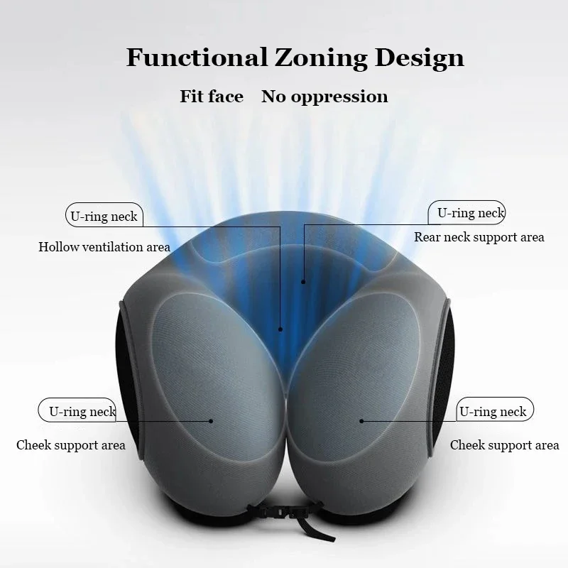 Multifunction U-Shaped Sponge Core Neck Pillow Slow Rebound Soft Travel Pillow For Sleeping Cervical Health Massage Nap Pillows