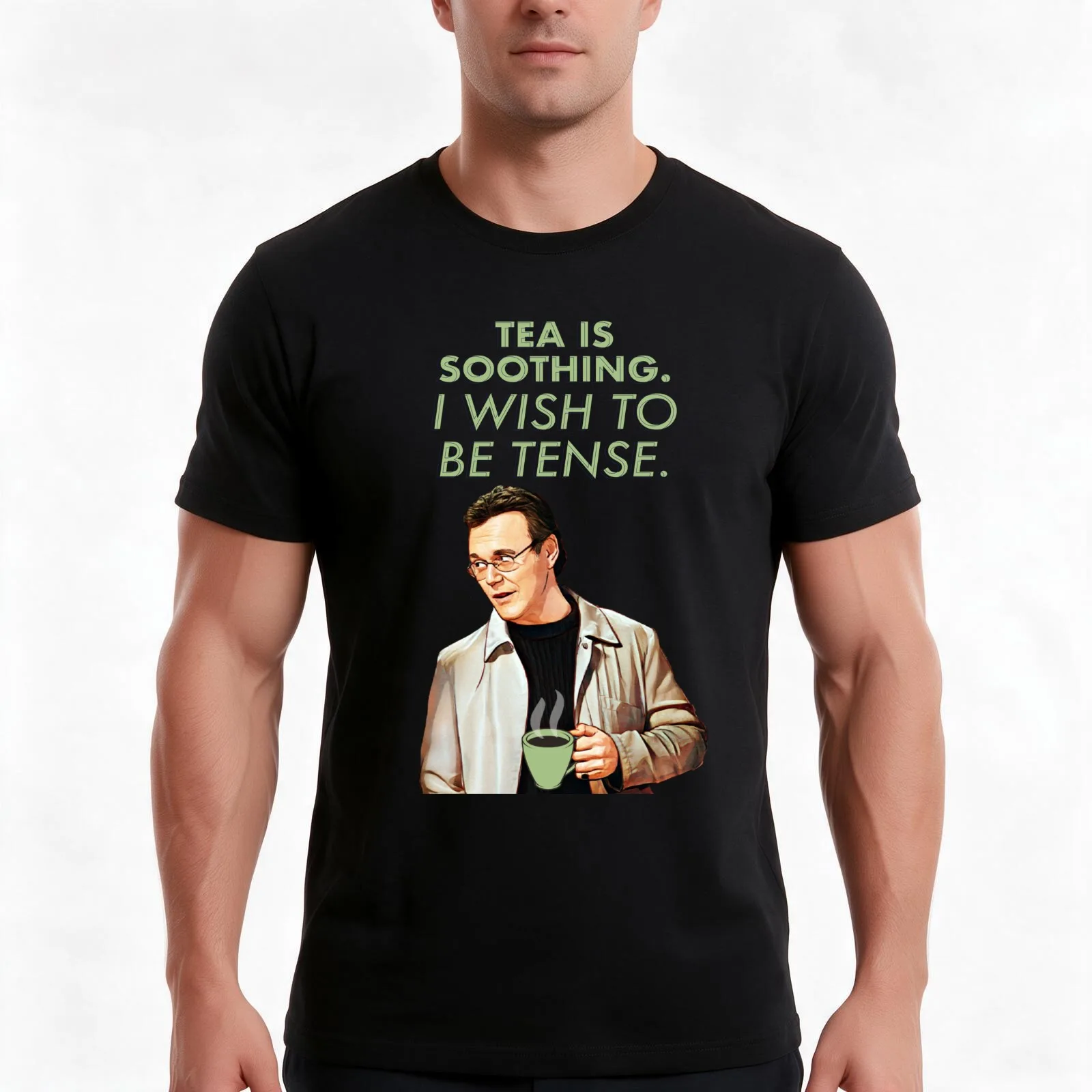 Buffy Rupert Giles Tea is soothing. I wish to be tense. T-Shirt Summer Casual Cotton Tee, Unisex Men Women