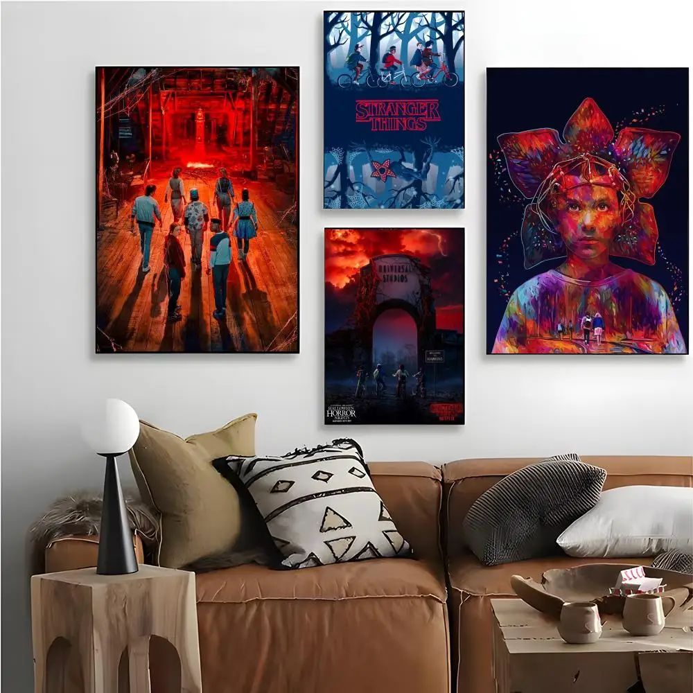 S-الغريبون T-Things-ES التلفزيون المشارك ملصق ذاتية اللصق الفن ورق مقاوم للماء ملصق مقهى بار غرفة جدار ديكور