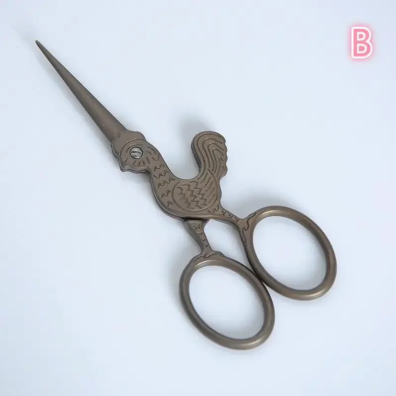 Kształt kurczaka stal nierdzewna Vintage nożyczki haft przyrządy do szycia Retro nożyce ściegiem krzyżykowym