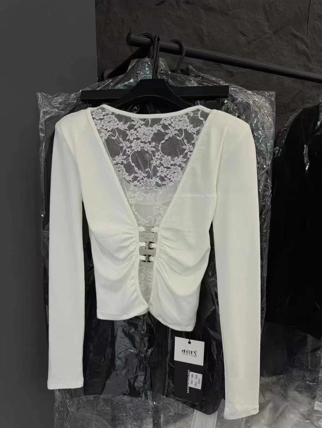 

Женская футболка Ele Lace Bal ort Sve Pure Desire Sle, осеннее новое поступление, утягивающая футболка длиной, смесь хлопка