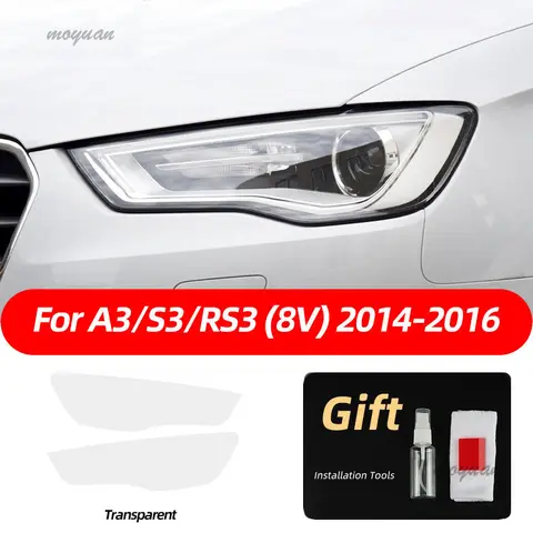 자동차 헤드라이트 보호 필름 투명 스모크 블랙 TPU 스티커, 아우디 A3 8V S3 RS3 8Y 2021 2022 S 라인 스포츠백 2014