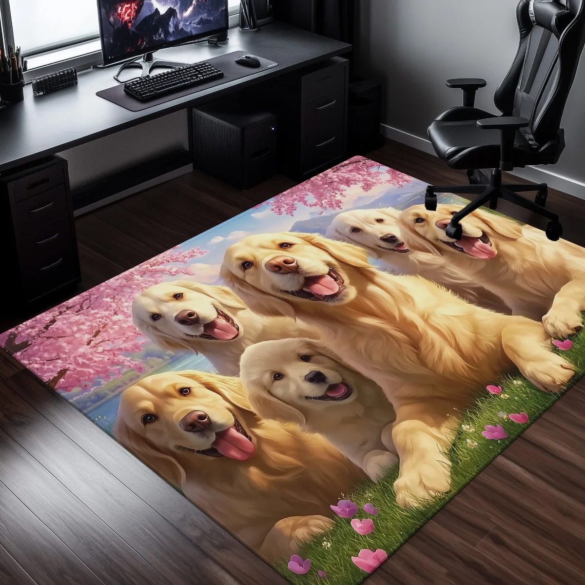 سجادة مخملية كريستالية مطبوعة على شكل كلب مسترد ذهبي، ديكور منزلي لطيف لمحبي الحيوانات الأليفة، سجادة أرضية تحت عنوان الحيوانات لغرفة المعيشة #2