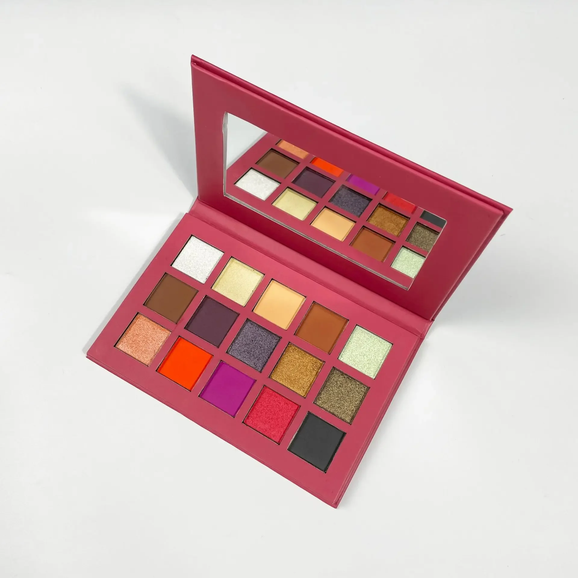 Private Label 15 Colors Eyeshadow Custom Bulk Shimmering Matte Pigment Waterproof Beauty Eyes Makeup Red Paper-tray Palette