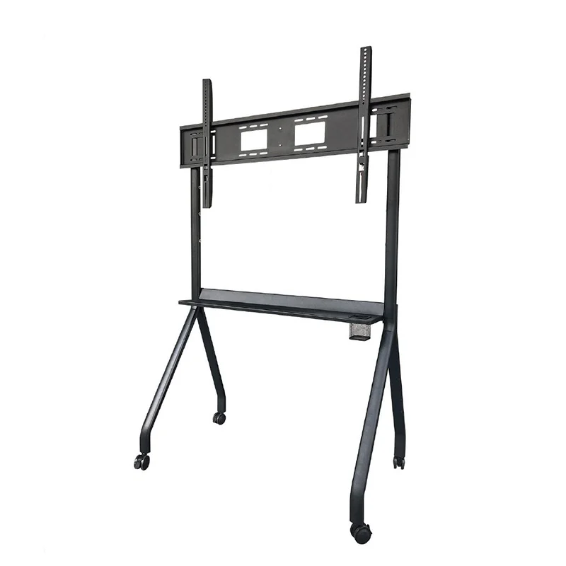 Mobile TV Cart Rolling Floor Stand Lockable Wheels Height Adjustable Trolley 55-110 Inch Interactive Whiteboard TV Display Stand