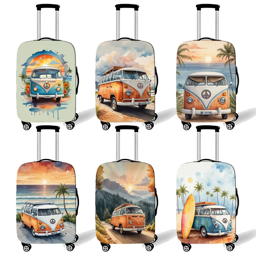 Watercolor Camper Van Beach Travelling Print Luggage Cover Suitcase Protective Covers Travel Accessories Trolley Case Cover