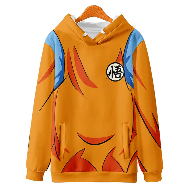 

Пуловер с капюшоном Dragon Ball Son Goku, повседневный Универсальный пуловер с анимационным принтом для мальчиков и девочек, Осень-зима