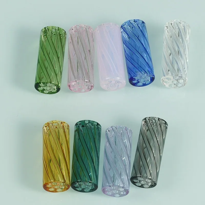 Handmade Spiral Glass Tip Multi-size Reusable Glass Cigarette Filter Tips Portable Round Mouthpiece Smoking Accessory Gift