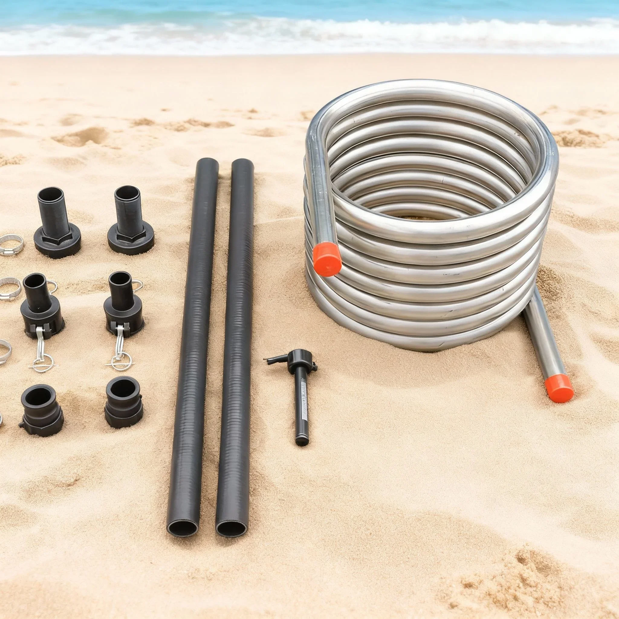 Outdoor Wood Fire Bathtub Heating Kit Stainless Steel Plate With Durable Hose For Outdoor Tub Heating