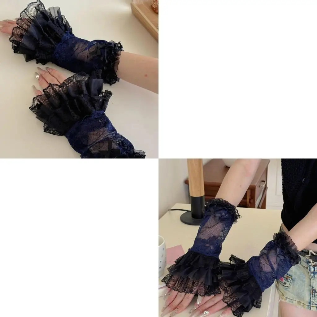 ถุงมือลูกไม้ Rhinestones ที่มีสไตล์