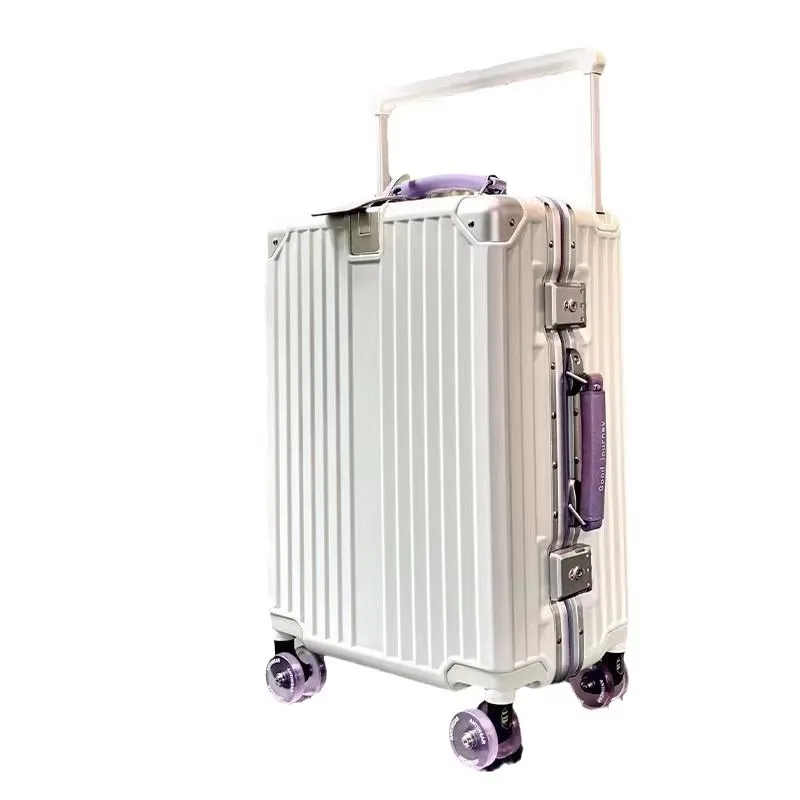 

Wholesale Wide Handle PC Aluminium Bag Simple Carry Luggage Removable Spinner Wheels Alloy Big Capacity Waterproof Suitcase