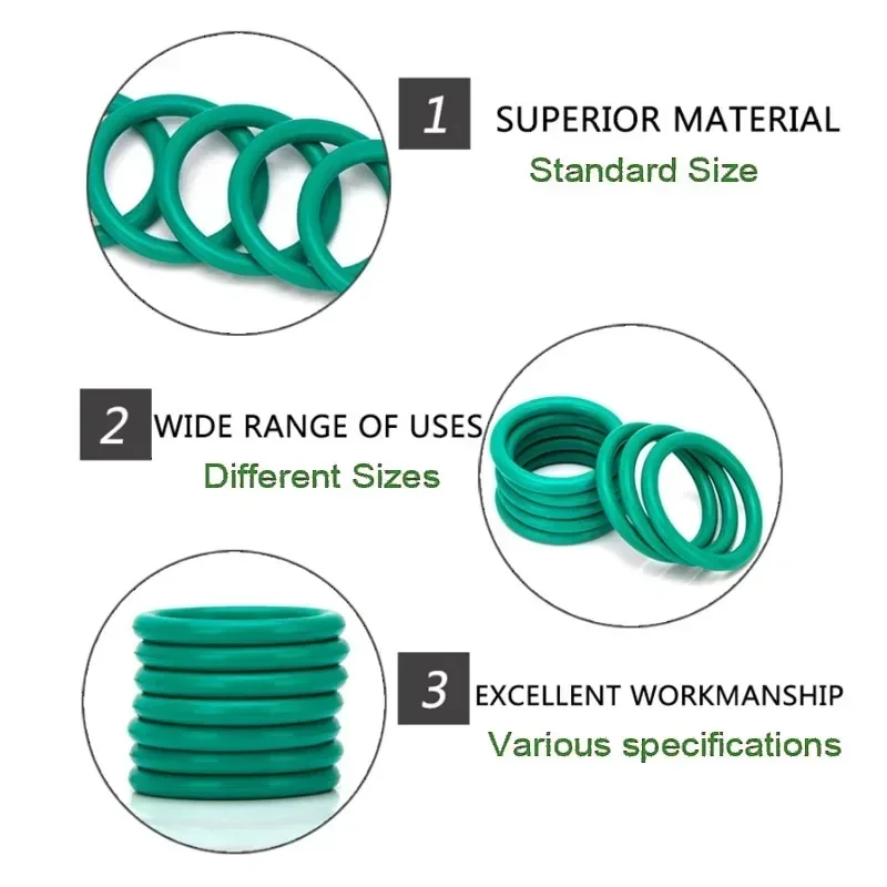 Green Viton FKM O-Ring 70mm, Fluorocarbon Rubber Seal for Hydraulic Pump Plumbing, Heat Oil Fuel Chemical Resistant Gasket