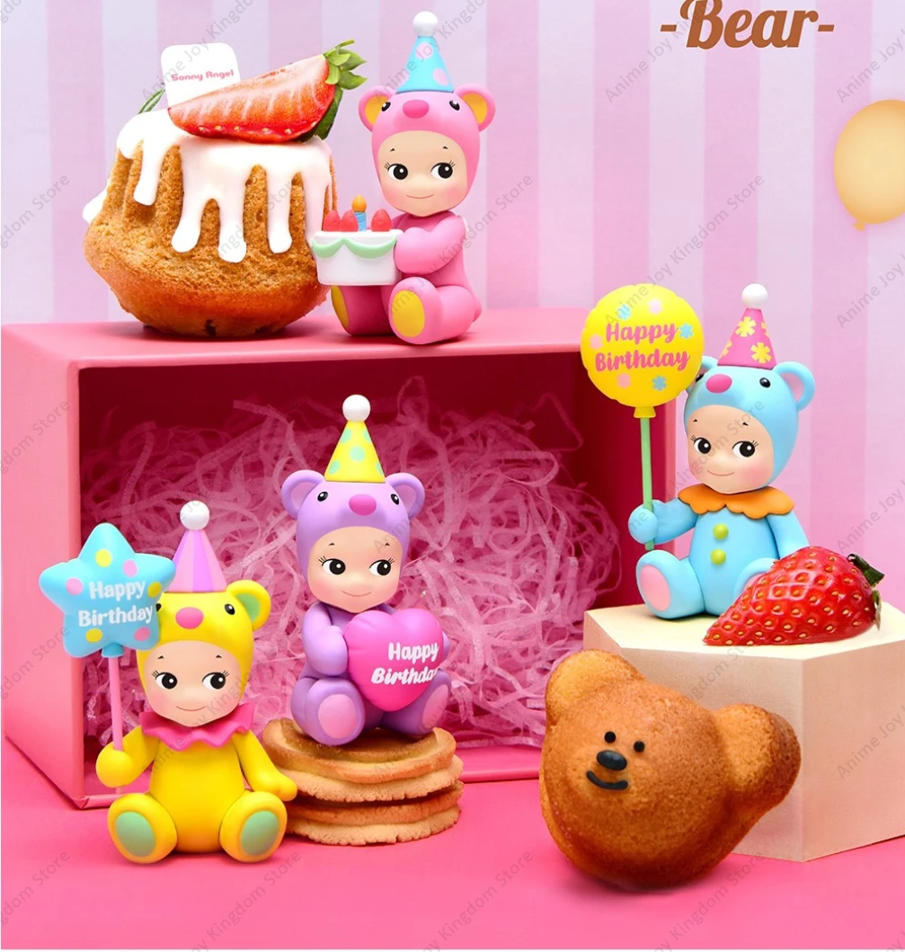 Sonny Angel Happy Birthday Series Blind Box Car accessories Mobile Phone Mystery Box Doll Trendy Ornaments Kid's Birthday Gift